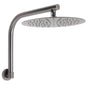 Gun Metal Round 12" Rainfall Shower Head + High Rise Gooseneck Wall Arm Bath Set