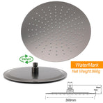 Gun Metal Round 12" Rainfall Shower Head + High Rise Gooseneck Wall Arm Bath Set
