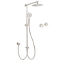 Brushed Nickel Round 8" SUS Rain Head Shower Handheld Sliding Rail Arm Chrome Set + Twin Taps