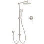 Brushed Nickel Round 8" Rain Head Shower Handheld Sliding Rail Arm Mixer 2in1 Set