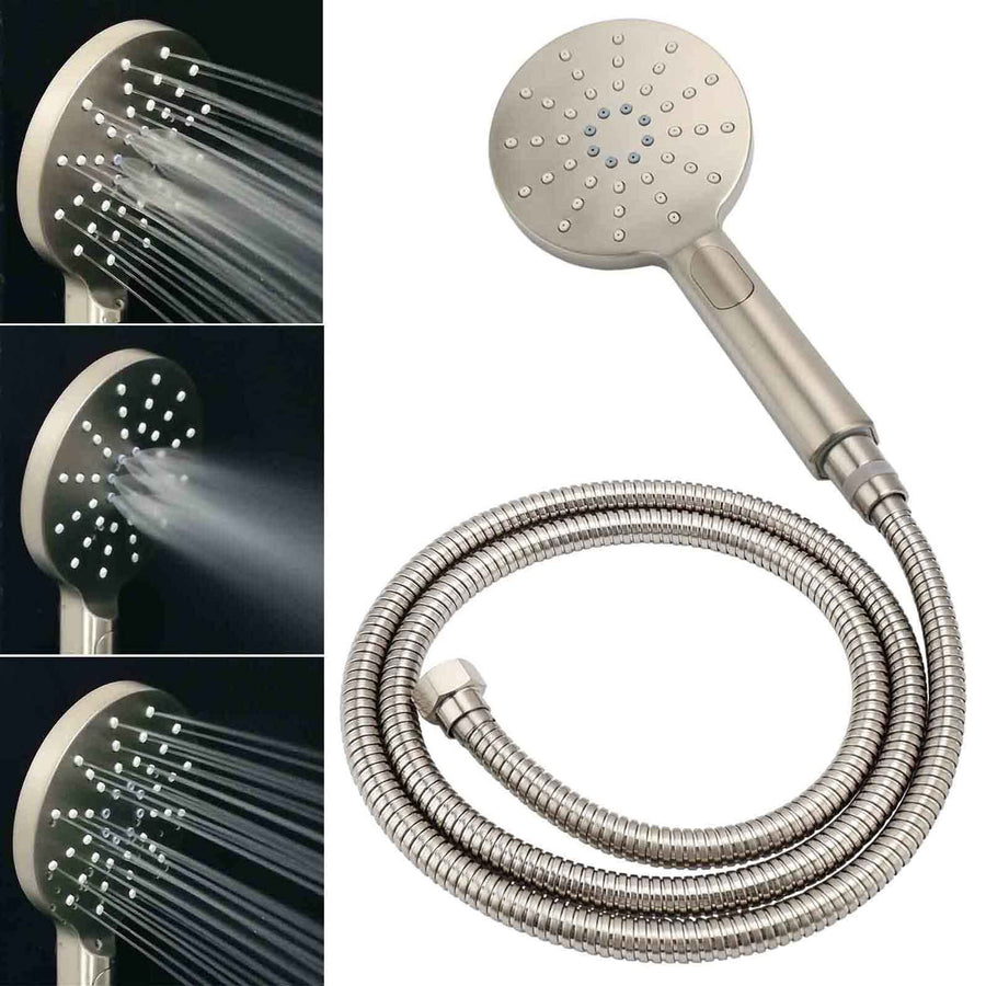 Brushed Nickel Round 12" Rainfall Head Shower Handheld Sliding Rail Small Face Mixer 2in1 Set