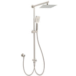 Brushed Nickel 2in1 Square 8" Thin Rainfall Head Shower Handheld Sliding Rail Arm Set