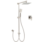 Brushed Nickel 8" Rain Head Shower Square 3 Modes Handheld Sliding Rail Arm Mixer Dual Set