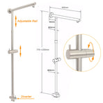 Brushed Nickel 2in1 Square 12" Thin Rainfall Head Shower 3 Modes Handheld Sliding Rail Arm Set