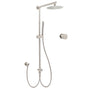 Brushed Nickel 8" Thin Rain Head Twin Shower Metal Handheld Rose Sliding Rail Arm Set With Mixer