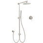 Brushed Nickel Round 8" Rain Head Shower 1 Mode Handheld Sliding Rail Arm Mixer 2in1 Set