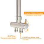 Brushed Nickel Round 8" Rain Head Shower 1 Mode Handheld Sliding Rail Arm Mixer 2in1 Set