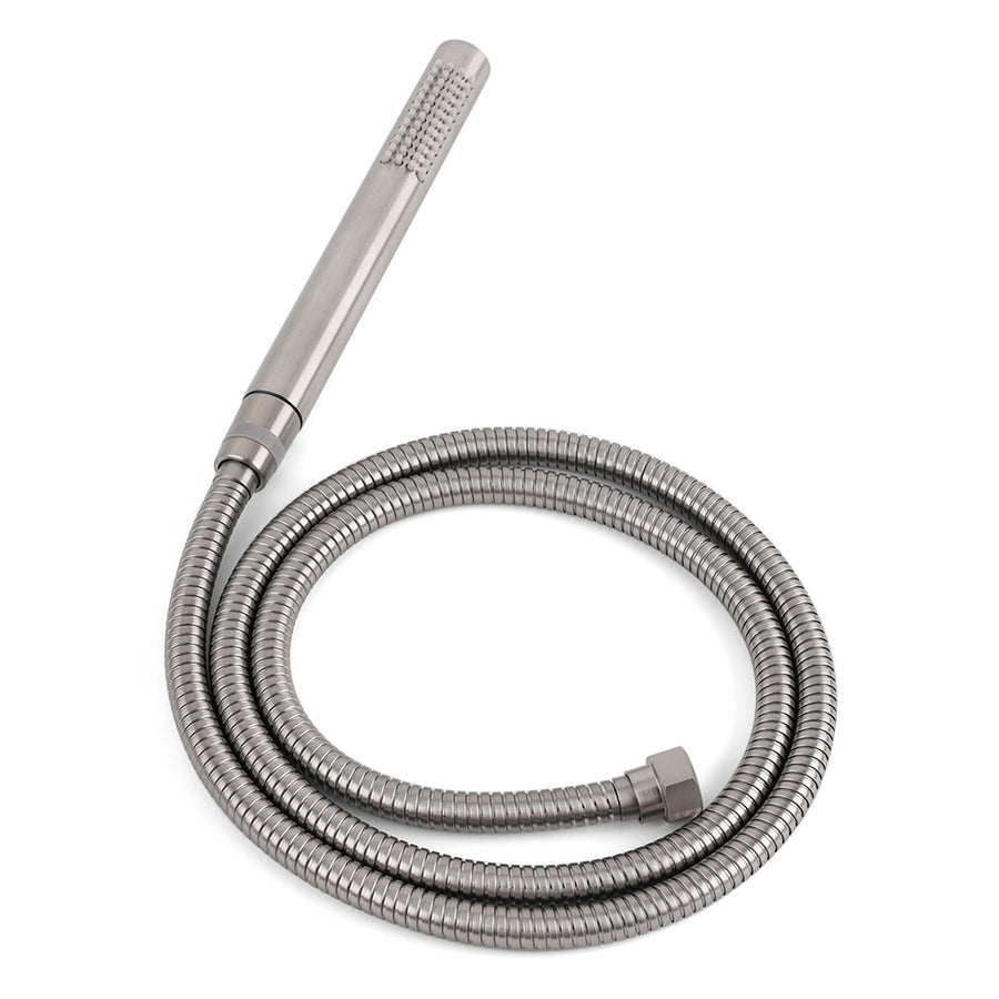 Brushed Nickel Round 8" Rain Head Shower 1 Mode Handheld Sliding Rail Arm Mixer 2in1 Set