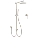 WELS Brushed Nickel Round 8" Rain Head Shower 1 Mode Handheld Sliding Rail Mixer 2in1 Set
