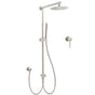 WELS Brushed Nickel Round 8" Rain Head Shower 1 Mode Handheld Sliding Rail Mixer 2in1 Set