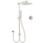 Brushed Nickel Round 12" Rain Head Shower Single Mode Handheld Sliding Rail Arm Mixer 2in1 Set
