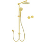 WELS Brushed Gold 2in1 Shower 8" Round Head Set 3 Mode Handheld Rose Sliding Rail Twin Taps