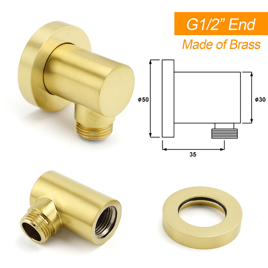 Brushed Gold 12" Large Shower Head 3 Mode Handheld Rose Sliding Rail Arm Round Mixer Set