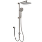 WELS Gun Metal Dual Round Shower 10" Rain Head 3 Mode Handheld Sliding Rail Diverter Set