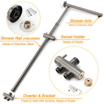 WELS Gun Metal Dual Round Shower 10" Rain Head 3 Mode Handheld Sliding Rail Diverter Set