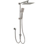 WELS Gun Metal 2in1 Shower Set Square 10" Rain Head Handheld Adjustable Silde Rail Combo
