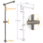 WELS Gun Metal 2in1 Shower Set Square 10" Rain Head Handheld Adjustable Silde Rail Combo