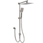 WELS Gun Metal 2in1 Shower Set Square 12" Rainfall Head Handheld Adjustable Silde Rail Combo