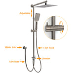WELS Gun Metal 2in1 Shower Set Square 12" Rainfall Head Handheld Adjustable Silde Rail Combo
