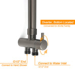 WELS Gun Metal 2in1 Shower Set Square 12" Rainfall Head Handheld Adjustable Silde Rail Combo