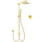 WELS Brushed Gold Twin Shower 8" Round Head One Mode Handheld Rose Sliding Rail With Mixer Set