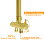 Brushed Gold Twin Shower 8" Round Head Single Mode Handheld Rose Sliding Rail Small Face Mixer Set