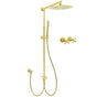 Brushed Gold 12" Large Shower Head One Spray Mode Handheld Rose Sliding Rail Arm Round Mixer Set
