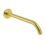 Bathroom 300mm Long Wall Mounted Extention Bath Tub Filler Spout Brushed Gold