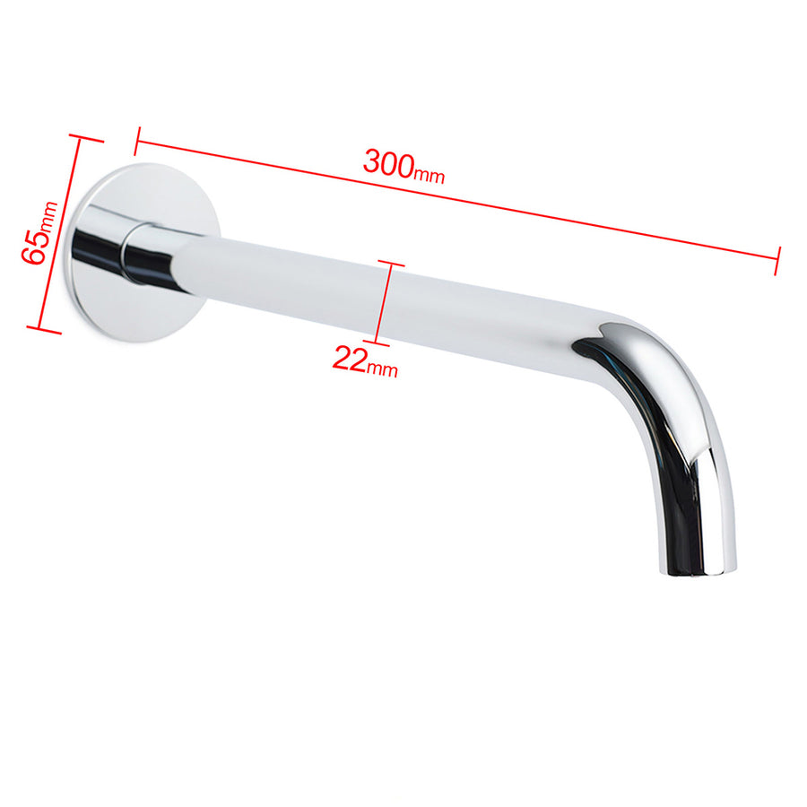 300mm Extra Long Wall Mounted Chrome Round Extention Bathtub Filler Spout Outlet