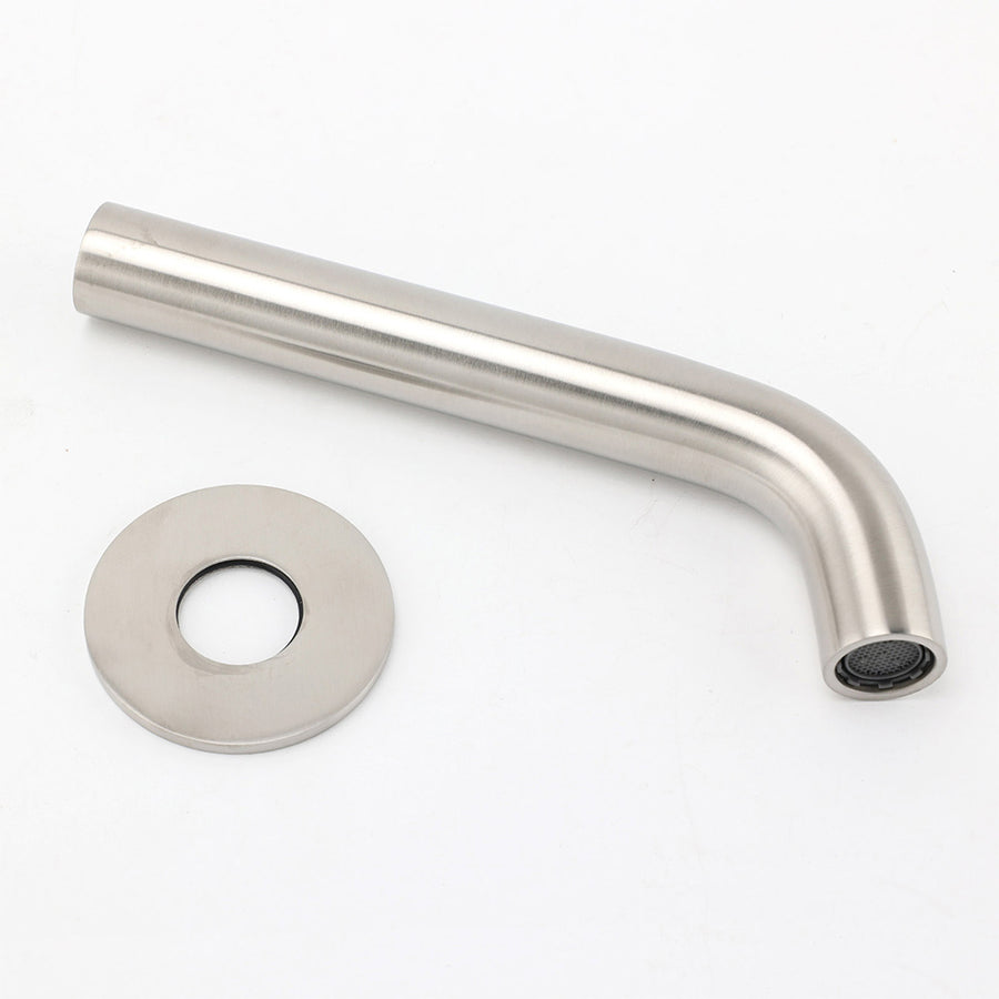 Brushed Nickel Round Curve Basin Bubble Faucet Water Outlet Bath Tub Wall Spout