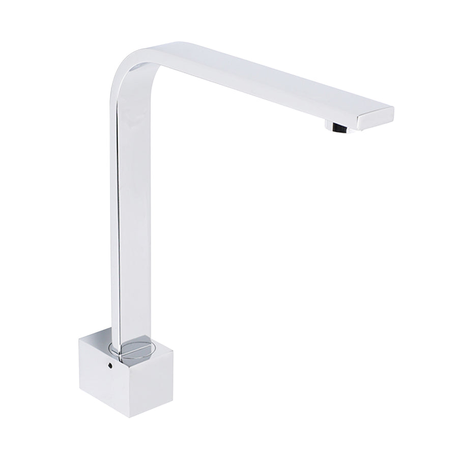 Square Chrome Gooseneck Arm Wall Mounted Swivel Bathtub Spout Faucet Outlet Set
