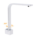Square Chrome Gooseneck Arm Wall Mounted Swivel Bathtub Spout Faucet Outlet Set