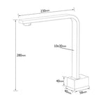 Square Chrome Gooseneck Arm Wall Mounted Swivel Bathtub Spout Faucet Outlet Set