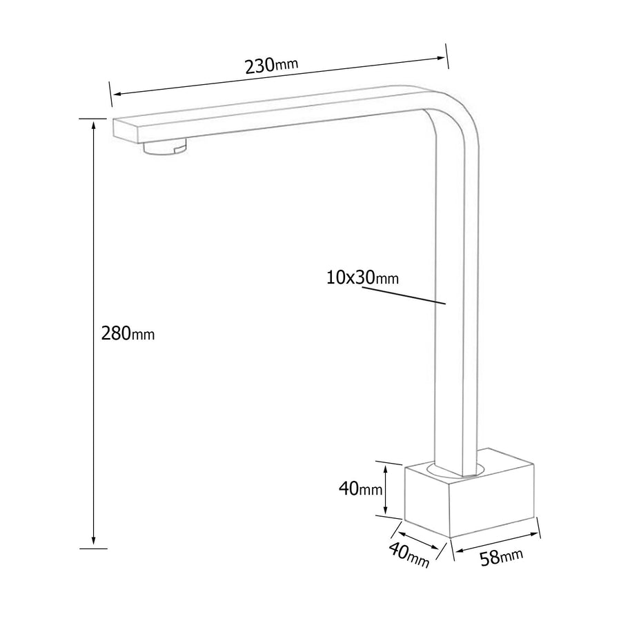 Square Chrome Gooseneck Arm Wall Mounted Swivel Bathtub Spout Faucet Outlet Set