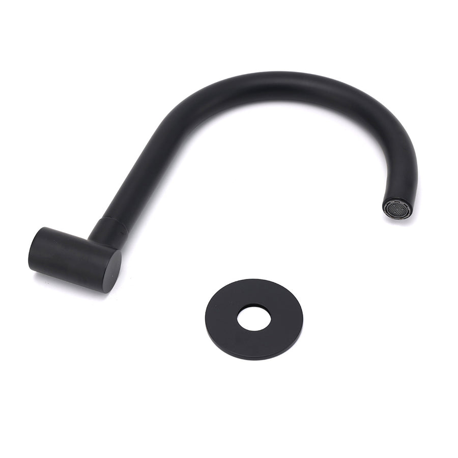 Matt Black Round Gooseneck Arm Faucet Outlet Wall Mounted Bath Tub Filler Spout