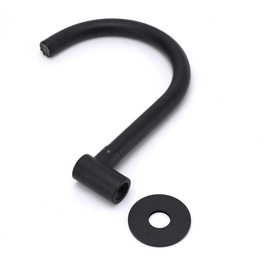Matt Black Round Gooseneck Arm Faucet Outlet Wall Mounted Bath Tub Filler Spout