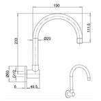 Brushed Nickel Round Gooseneck Arm Faucet Water Outlet Wall Mount Bathtub Spout