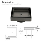 Gun Metal 100mm Square Tile Insert Floor Drain Small Shower Grate 50mm Waste Set