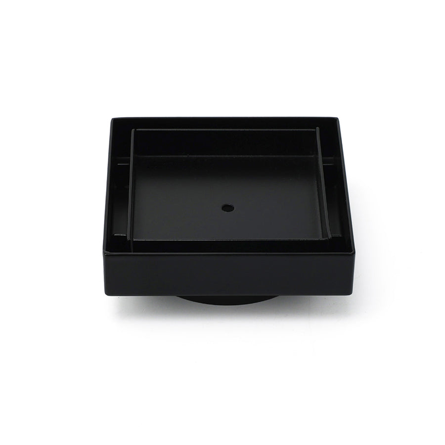 Matt Black Square 100x100mm Tile Insert Floor Drain Shower Grate 80mm Outlet Waste