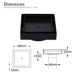 Matt Black Square 100x100mm Tile Insert Floor Drain Shower Grate 80mm Outlet Waste