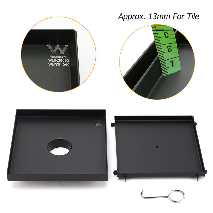 Matt Black Bathroom Big 200mm Tile Insert Floor Drain Shower Grate 50mm Outlet
