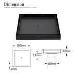Watermark Matt Black Large 200mm Tile Insert Floor Drain Shower Grate 80mm Waste