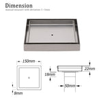 150x150mm Square Tile Insert Floor Drain Stainless Steel Shower Grate 50mm Waste