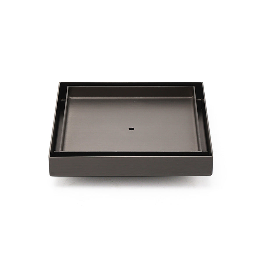 Bathroom Gun Metal 150mm Tile Insert Floor Drain Shower Grate 80mm Waste Outlet