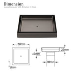 Bathroom Gun Metal 150mm Tile Insert Floor Drain Shower Grate 80mm Waste Outlet
