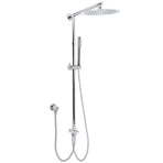 WELS Chrome 10" Round Rain Handheld Double Shower Head Rose Sliding Rail Arm Diverter Set
