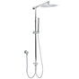 WELS Chrome 10" Round Rain Handheld Double Shower Head Rose Sliding Rail Arm Diverter Set