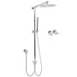 WELS Chrome 10" Round Rain Handheld Twin Shower Head Arm Sliding Rail Arm Double Taps Control