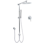WELS Chrome 10" Round Rain Handheld Double Shower Head Arm Sliding Rail Wall Mixer Valve