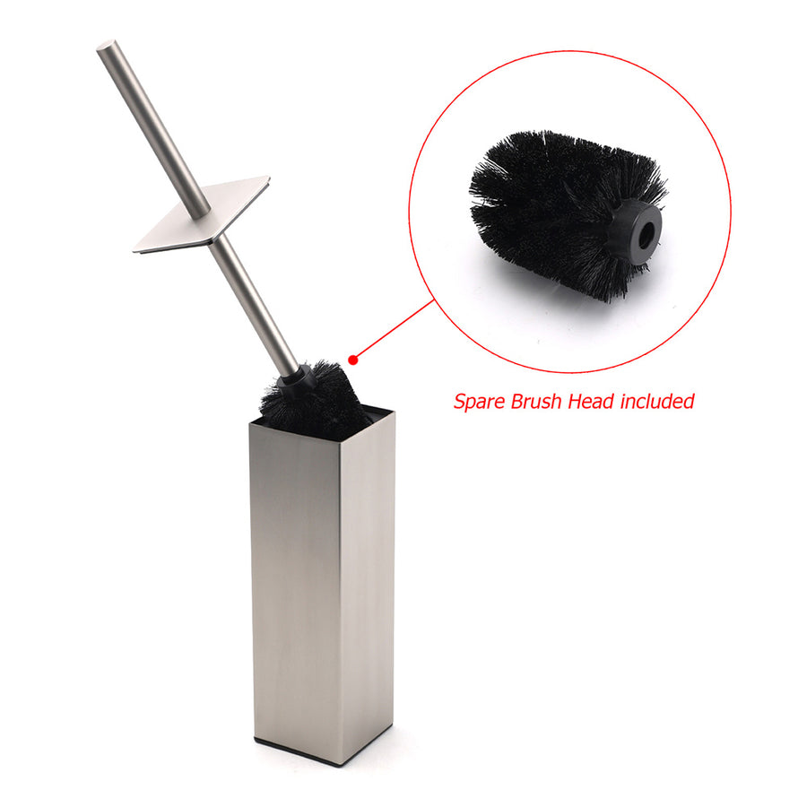 Brushed Nickel Cubic Square Toilet Brush Stainless Steel Wall Mounted Holder Cup